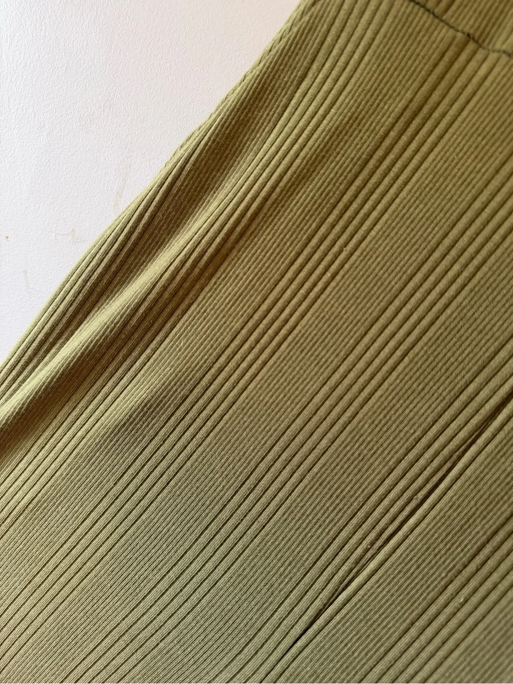 aerie Olive Green Ribbed Wide-Leg Jumpsuit with Pockets